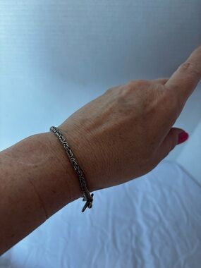 Braided Byzantine Link Bracelet in Silver-Tone - 8 inch